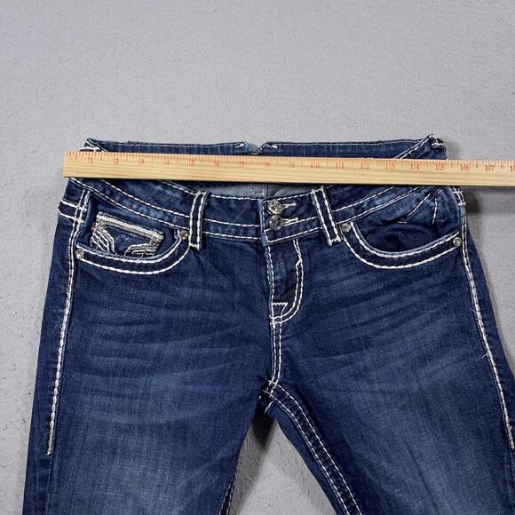 Vigoss Jeans Womens 7/8 The Dublin Capri Distressed Contrast Stitching Denim Pan - Picture 6 of 12